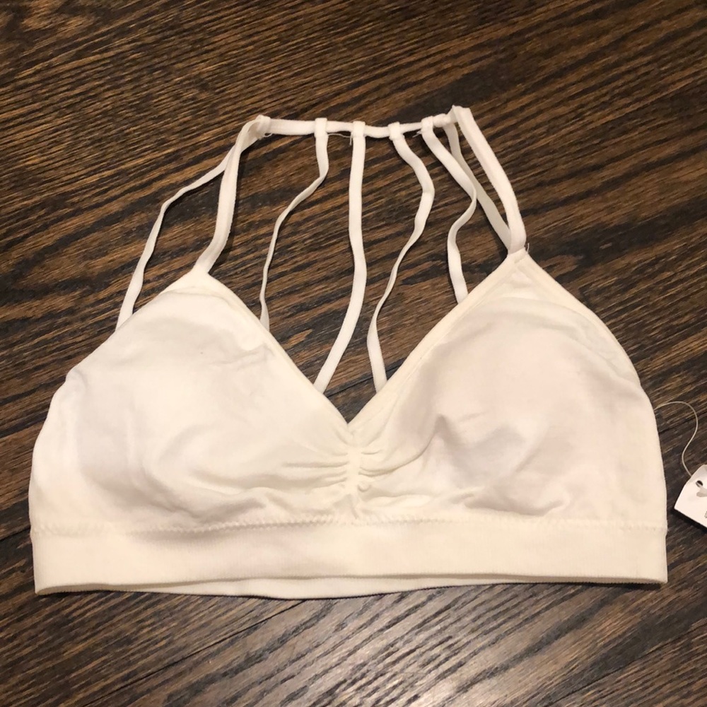 White strap back bralette